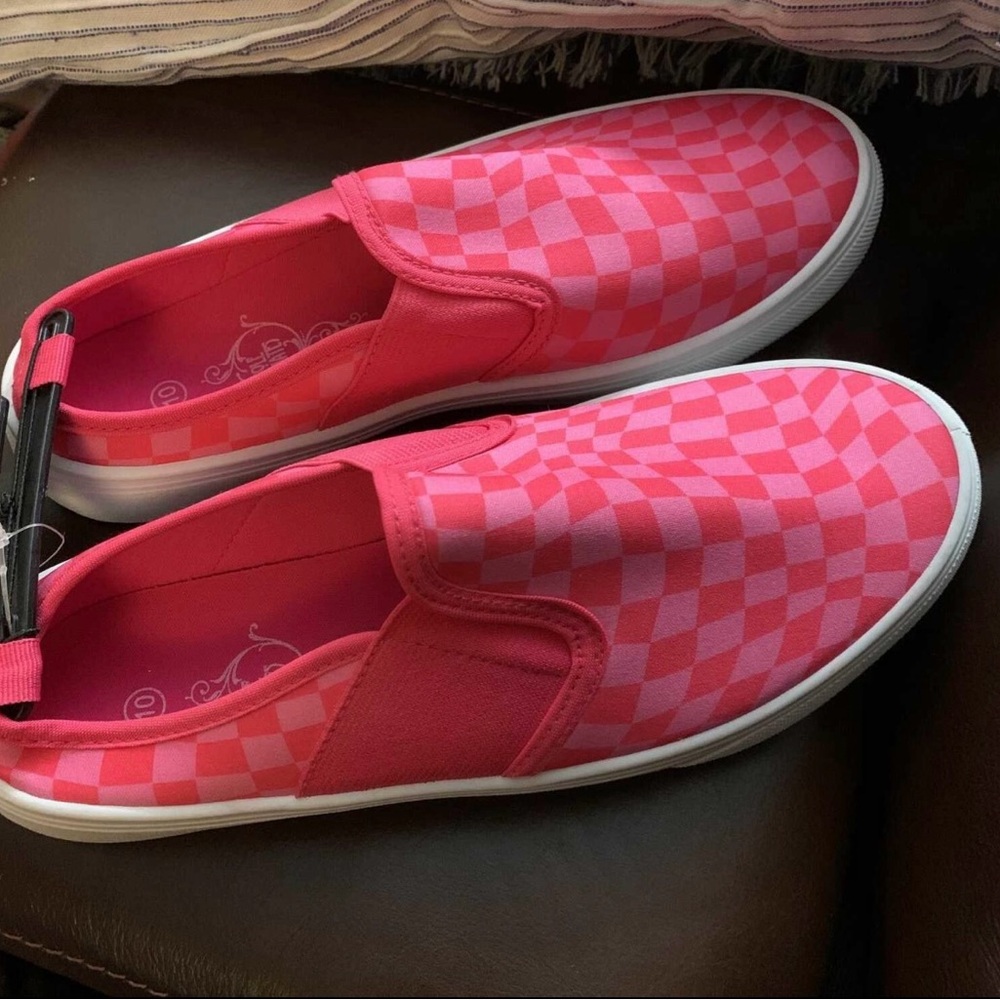 Pink Checkered Women's Mules